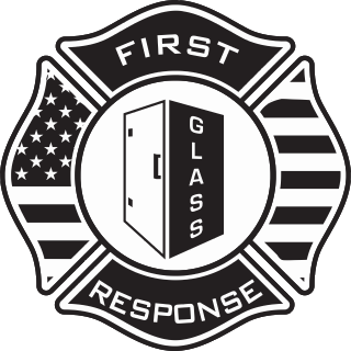 First Response Glass badge logo with American flag